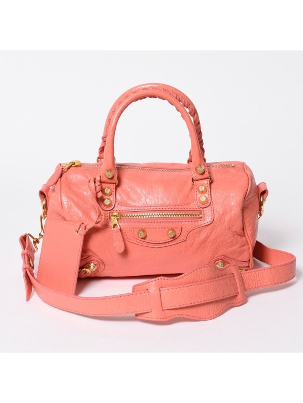 Balenciaga Classic Mini Twiggy Classic Mini Ziggy 2-Way Bag Leather Pink Gold 4